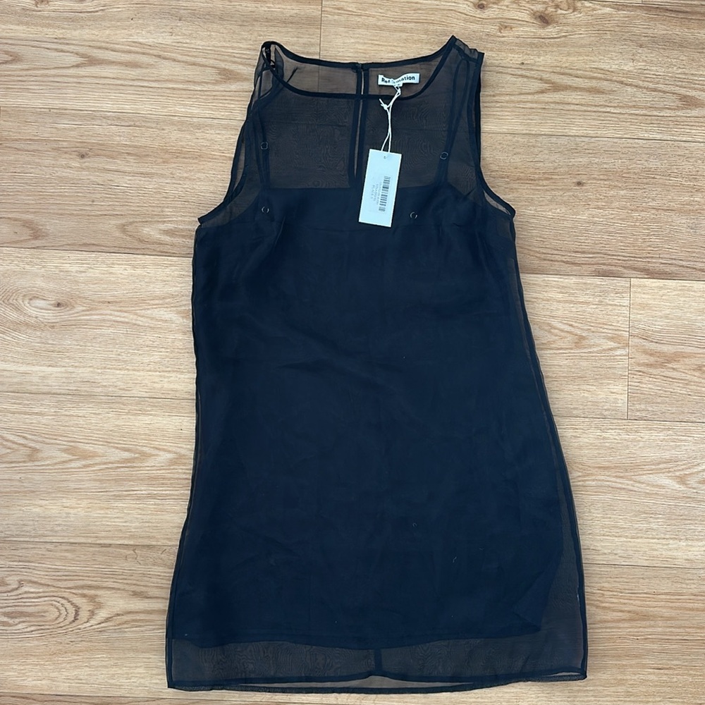 Reformation Vina Black Sheer Overlay Minidress